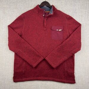 Woolrich Mens L‎ Burgundy Quarter Snap Fleece Pullover Outdoor Sweater